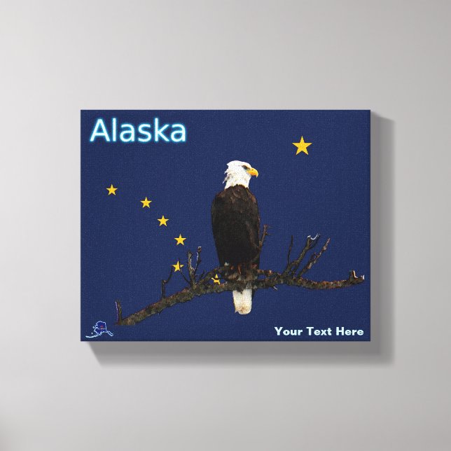 Alaska Eagle och Flagga Canvastryck (Framsida)
