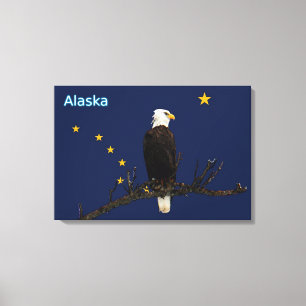 Alaska Eagle och Flagga Canvastryck