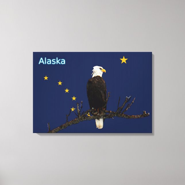 Alaska Eagle och Flagga Canvastryck (Framsida)