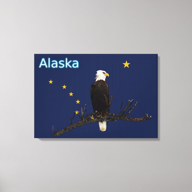Alaska Eagle och Flagga Canvastryck (Framsida)