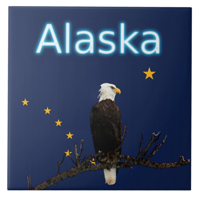 Alaska Eagle och Flagga Kakelplatta (Framsidan)