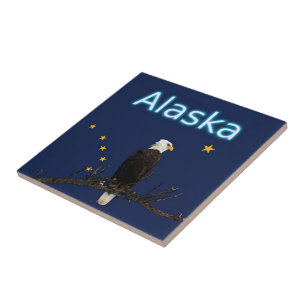 Alaska Eagle och Flagga Kakelplatta