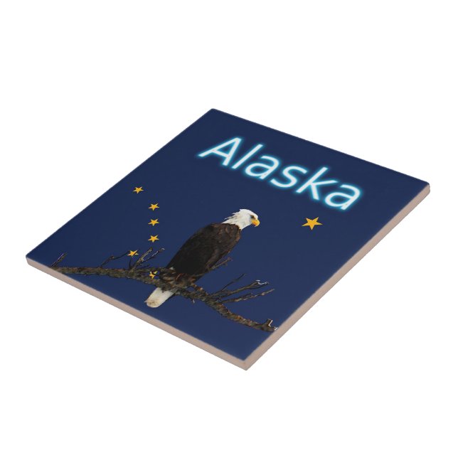 Alaska Eagle och Flagga Kakelplatta (Sidan)