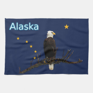 Alaska Eagle och Flagga Kökshandduk