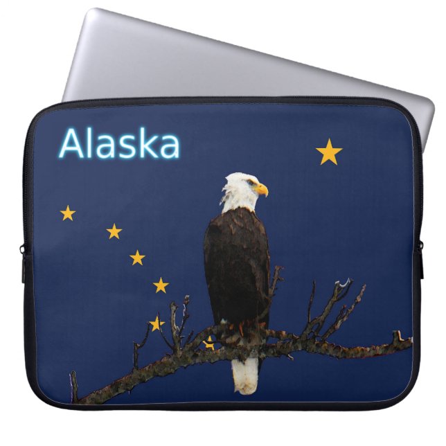 Alaska Eagle och Flagga Laptop Fodral (Framsidan)