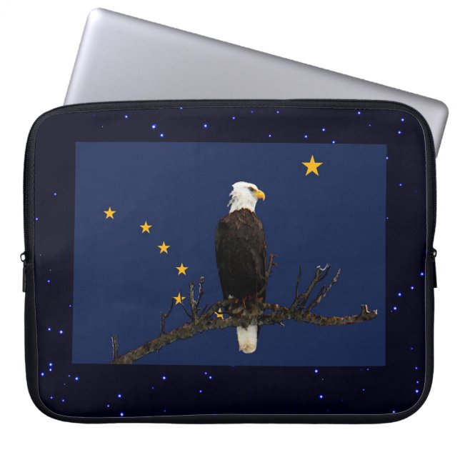 Alaska Eagle och Flagga Laptop Fodral (Framsidan)