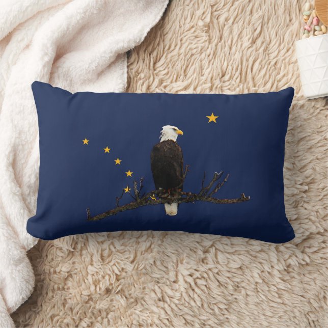Alaska Eagle och Flagga Lumbarkudde (Filt)