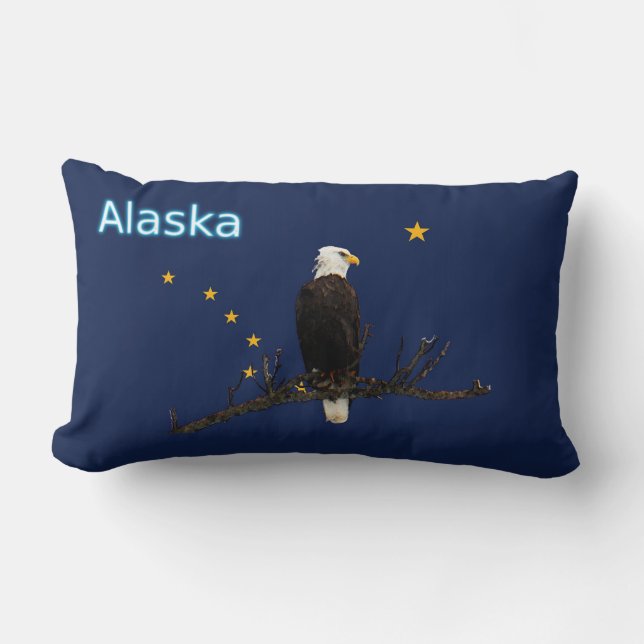 Alaska Eagle och Flagga Lumbarkudde (Framsida)