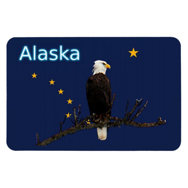 Alaska Eagle och Flagga Magnet (Horisontell)