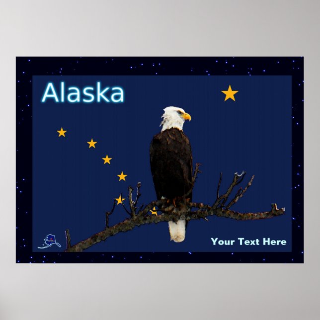 Alaska Eagle och Flagga Poster (Framsidan)