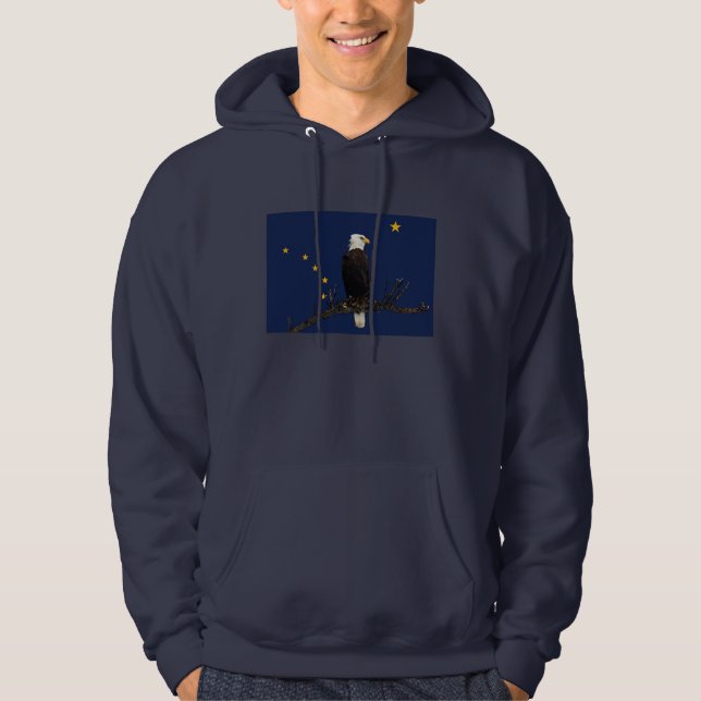 Alaska Eagle och Flagga Sweatshirt Med Luva (Framsida)