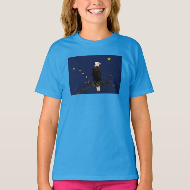 Alaska Eagle och Flagga T Shirt (Framsida)