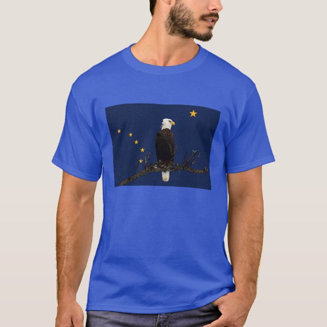 Alaska Eagle och Flagga T Shirt (Framsida)