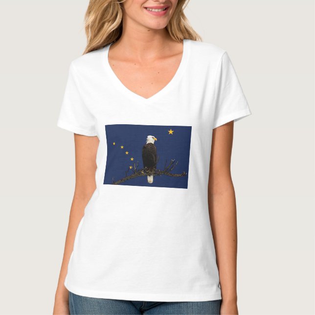 Alaska Eagle och Flagga Tee Shirt (Framsida)