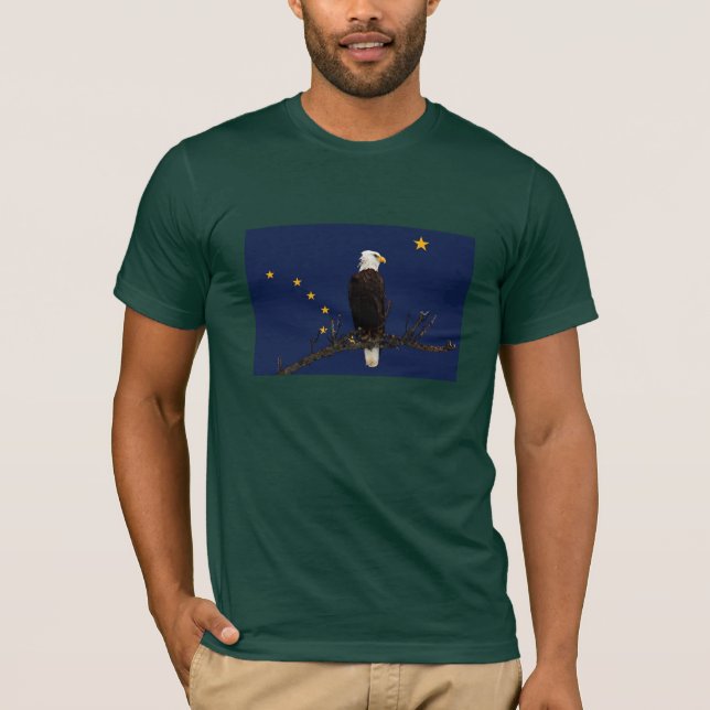 Alaska Eagle och Flagga Tee Shirt (Framsida)