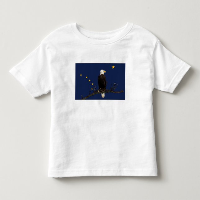 Alaska Eagle och Flagga Tee Shirt (Framsida)