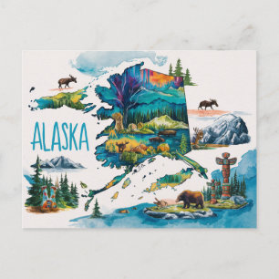 Alaska: En vibrant vattenfärgundersökning Vykort