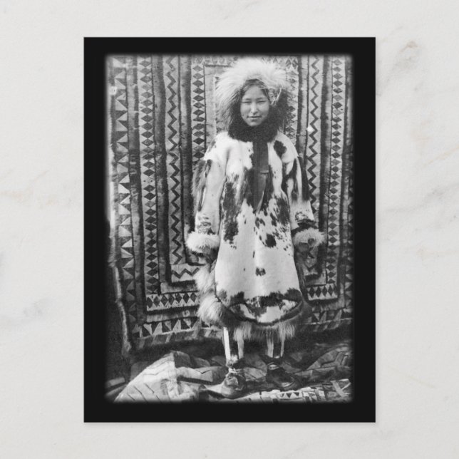Alaska eskimo-flicka i traditionella päls-kläder vykort (Framsida)