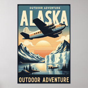 Alaska Exdoor Äventyr Vintage resor Poster