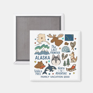 Alaska Familjeresa Minnessak Anpassad Magnet