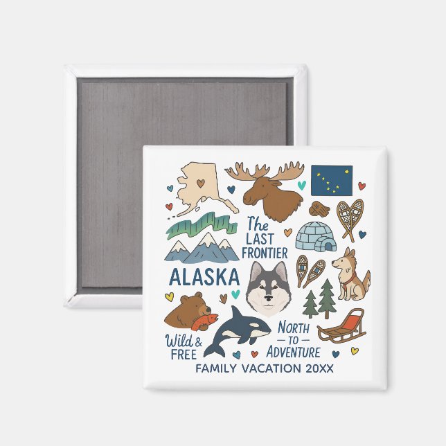 Alaska Familjeresa Minnessak Anpassad Magnet (Front/Back)
