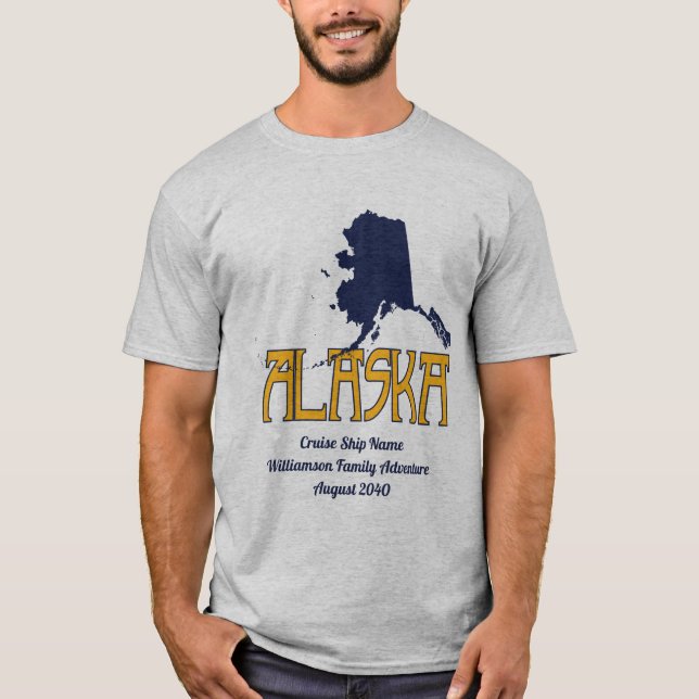 Alaska Family Cruise Vacation Blue T Shirt (Framsida)