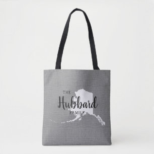 Alaska Family Monogram State Tote Bag Tygkasse
