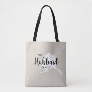 Alaska Family Monogram State Tote Bag Tygkasse
