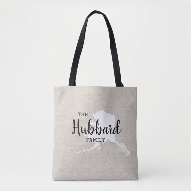 Alaska Family Monogram State Tote Bag Tygkasse (Framsida)