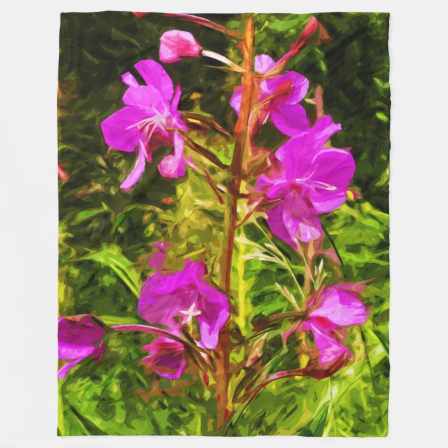 Alaska Fireweed Rosa Wildblomme Abstrakt Fleecefilt (Framsidan)