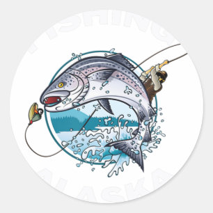 Alaska Fish Alaskas Vild Salmon Souvenir Fishing Runt Klistermärke