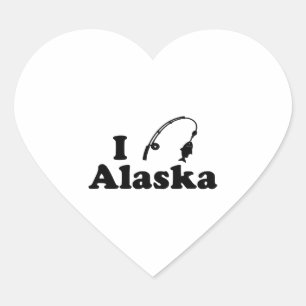alaska-fiske hjärtformat klistermärke