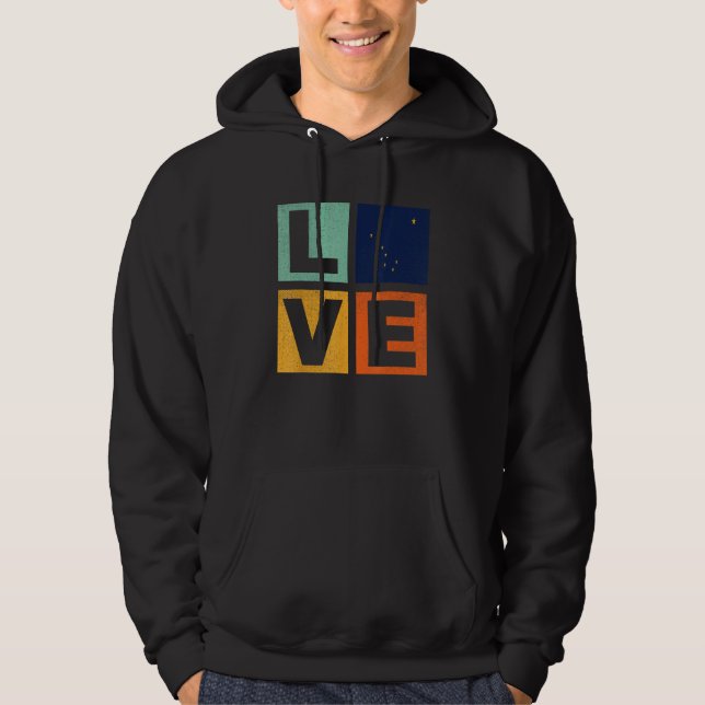Alaska Flag  Älska Alaska Hoodie (Framsida)