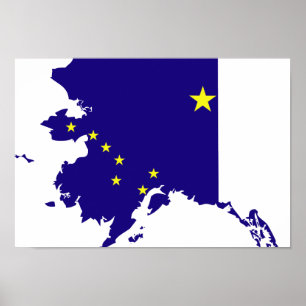 Alaska Flagga Karta Poster