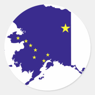 Alaska Flagga Karta Runt Klistermärke