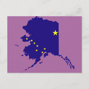 Alaska Flagga Karta Vykort