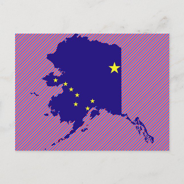Alaska Flagga Karta Vykort (Framsida)