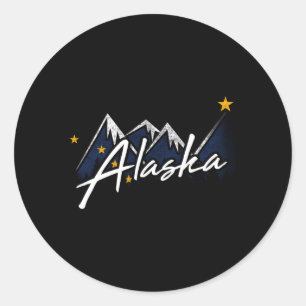 Alaska Flagga Mountains Distress State Runt Klistermärke