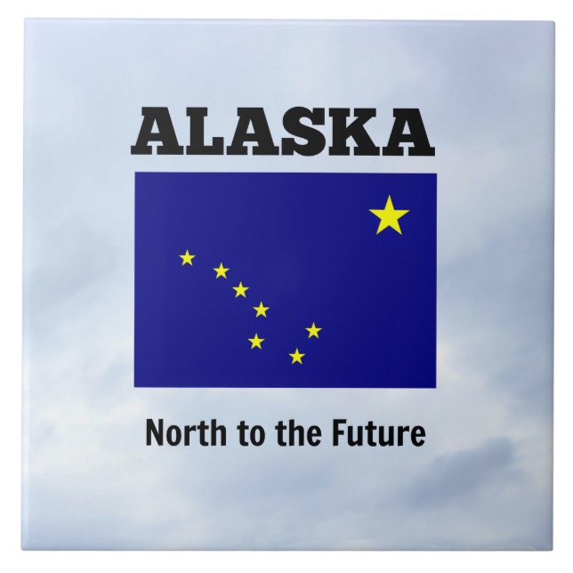 Alaska flagga och slogan kakelplatta (Framsidan)