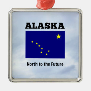 Alaska flagga och slogan metall ornament