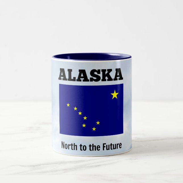 Alaska flagga och slogan Två-Tonad mugg (Center)