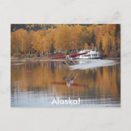 Alaska, Floatplane, Riverboat, Birch träd i Fall Vykort