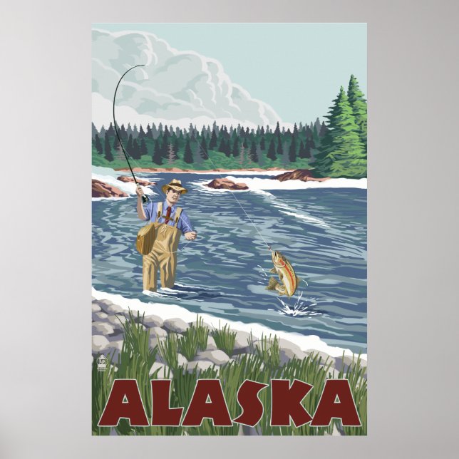 Alaska - Fly Fisherman Poster (Framsidan)
