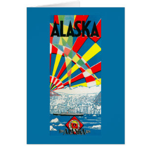 Alaska fodrar Steamshipaffischen Hälsningskort