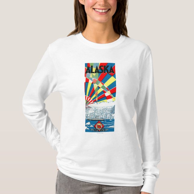 Alaska fodrar Steamshipaffischen T Shirt (Framsida)