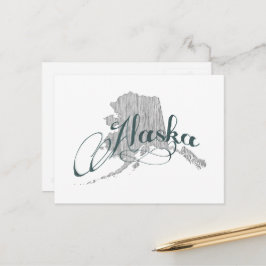 Alaska formad vintage grå typografi namn vykort