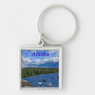 Alaska Fyrkantig Silverfärgad Nyckelring
