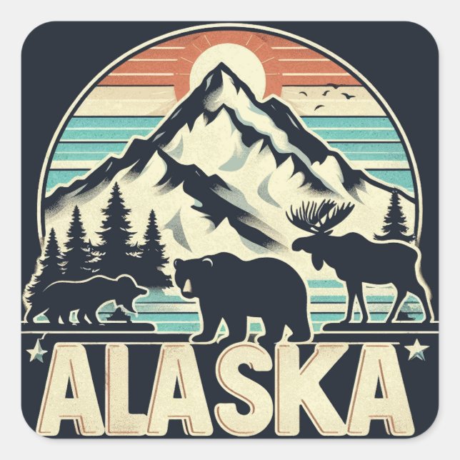Alaska Fyrkantigt Klistermärke (Framsida)