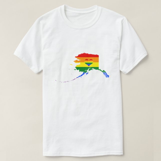 Alaska Gay pride Rainbow Flagga Heart GLBTQ Design T Shirt (Design framsida)