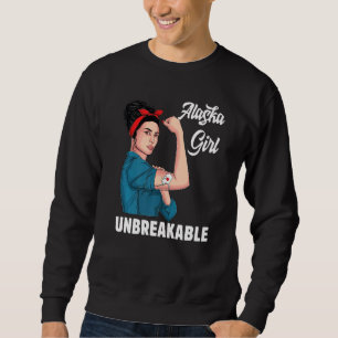 Alaska Girl Unbryable Alaska State Karta Flagga So Lång Ärmad Tröja